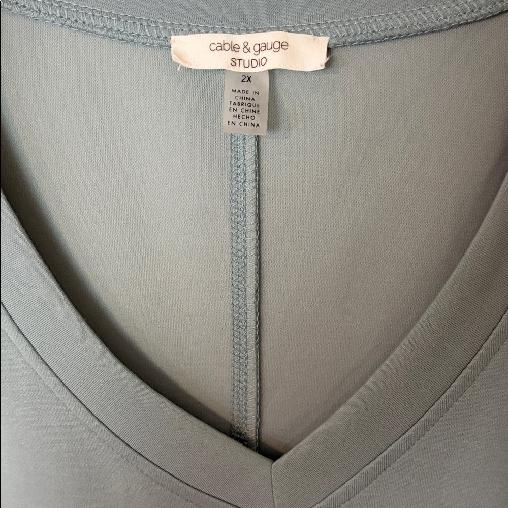 Cable & Gauge Soft Sage V-Neck Studio Top